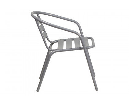 BLNK Lila Metal Restaurant Stack Chair with Aluminum Slats - Silver