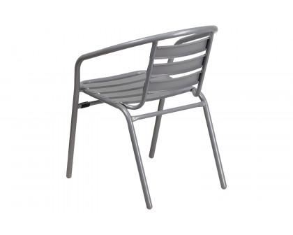 BLNK Lila Metal Restaurant Stack Chair with Aluminum Slats - Silver