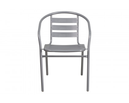 BLNK Lila Metal Restaurant Stack Chair with Aluminum Slats - Silver