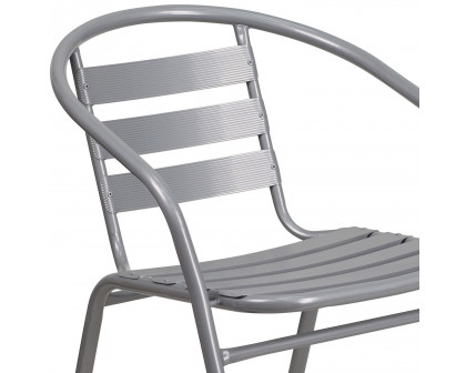 BLNK Lila Metal Restaurant Stack Chair with Aluminum Slats - Silver