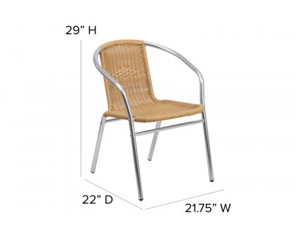 BLNK Lila Commercial Aluminum Rattan Indoor-Outdoor Restaurant Stack Chair - Beige