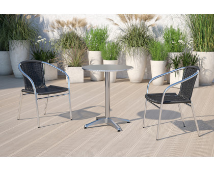 BLNK Lila Commercial Aluminum Rattan Indoor-Outdoor Restaurant Stack Chair