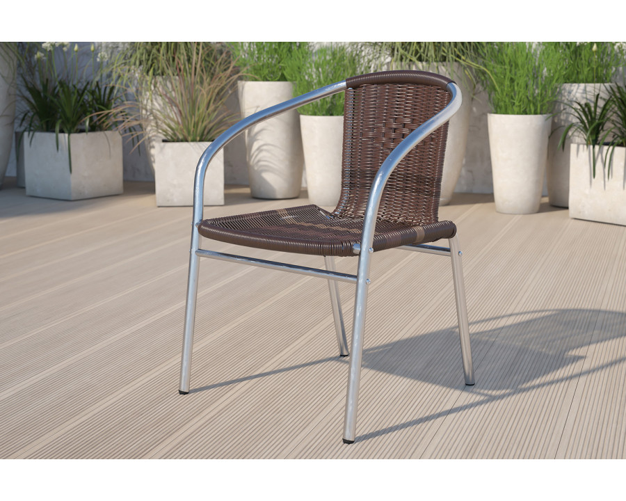 BLNK Lila Commercial Aluminum Rattan Indoor-Outdoor Restaurant Stack Chair