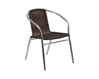 BLNK Lila Commercial Aluminum Rattan Indoor-Outdoor Restaurant Stack Chair