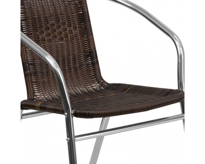 BLNK Lila Commercial Aluminum Rattan Indoor-Outdoor Restaurant Stack Chair - Dark Brown