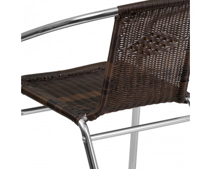 BLNK Lila Commercial Aluminum Rattan Indoor-Outdoor Restaurant Stack Chair - Dark Brown