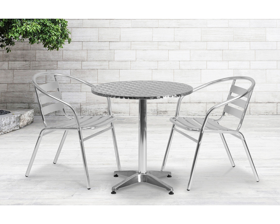 BLNK Mellie Round Aluminum Indoor-Outdoor Table with Base - 27.5"D