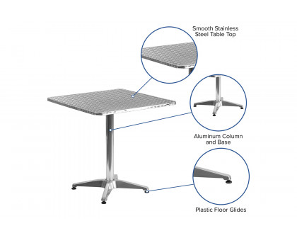 BLNK Mellie Square Aluminum Indoor-Outdoor Table with Base - 27.5"W