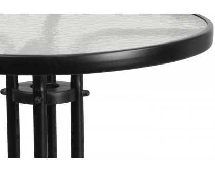 BLNK Round Metal Tempered Glass Table - 23.75"D