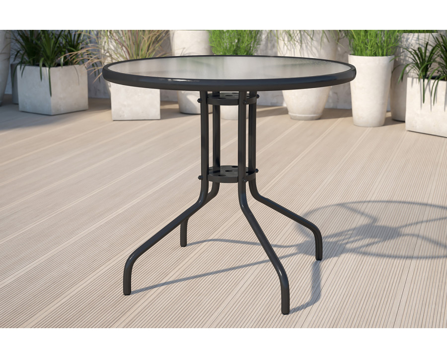 BLNK Round Metal Tempered Glass Table