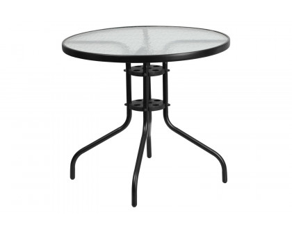 BLNK Round Metal Tempered Glass Table