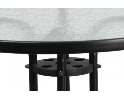 BLNK Round Metal Tempered Glass Table - 31.5"D