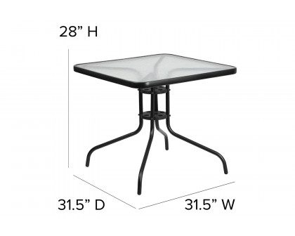 BLNK - Lila Square Table with 4 Black Metal Aluminum Slat Stack Chairs