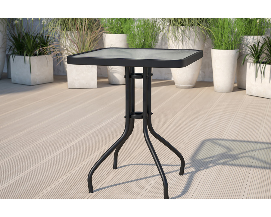 BLNK Square Metal Tempered Glass Table - 23.5"W