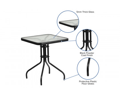 BLNK Square Metal Tempered Glass Table - 23.5"W