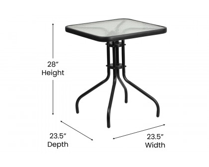 BLNK Square Metal Tempered Glass Table - 23.5"W