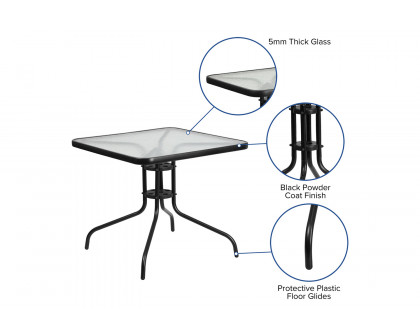 BLNK Square Metal Tempered Glass Table - 31.5"W