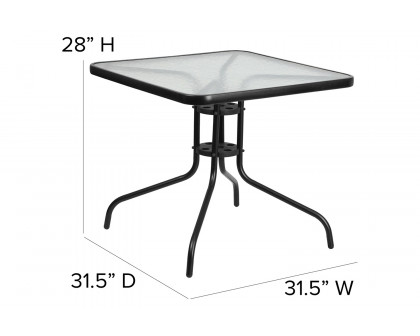 BLNK Square Metal Tempered Glass Table - 31.5"W