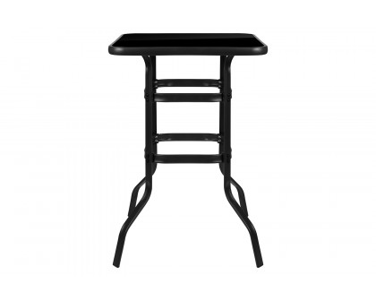 BLNK - Barker Square Tempered Glass Bar Height Metal Patio Bar Table