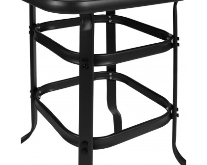 BLNK - Barker Square Tempered Glass Bar Height Metal Patio Bar Table