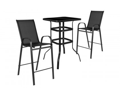 BLNK Brazos Outdoor 2-Person Bistro Dining Set - Black