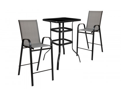 BLNK Brazos Outdoor 2-Person Bistro Dining Set - Gray