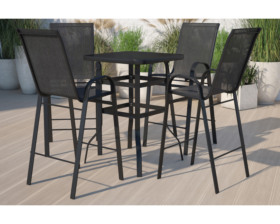 BLNK Brazos Outdoor 4-Person Bistro Dining Set - Black