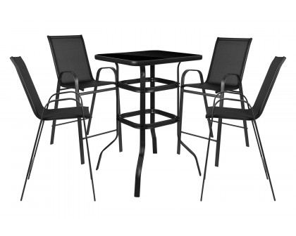 BLNK Brazos Outdoor 4-Person Bistro Dining Set - Black