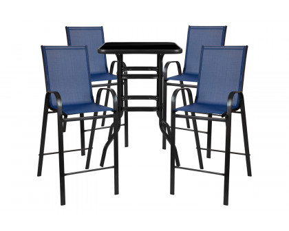 BLNK Brazos Outdoor 4-Person Bistro Dining Set - Navy