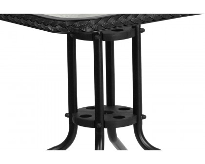 BLNK Lila Square Table with Rattan Edging and 2 Rattan Stack Chairs - Black