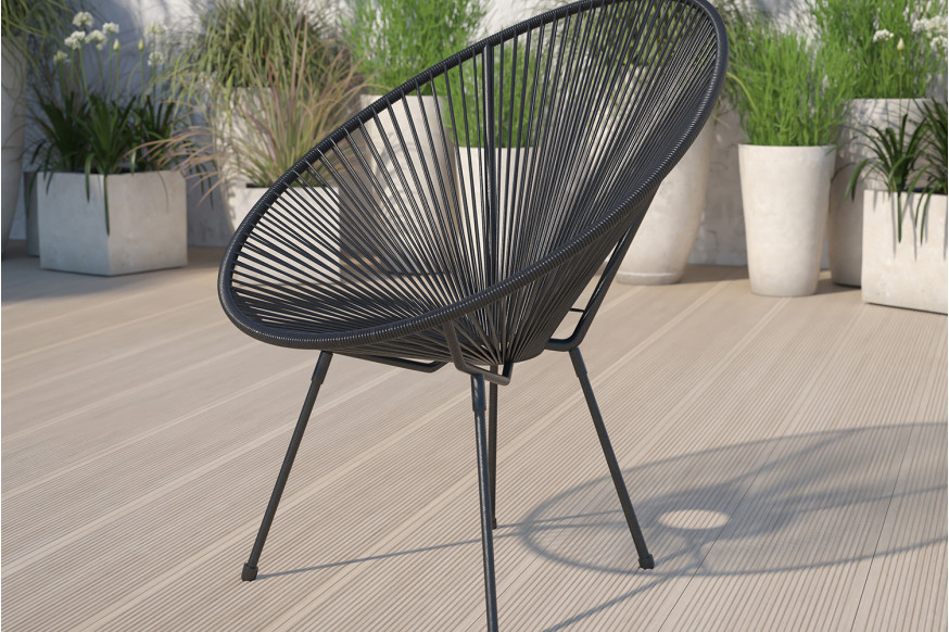 BLNK™ Valencia Oval Comfort Series Take Ten Papasan Lounge Chair - Black