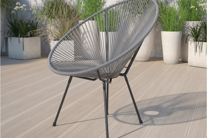 BLNK™ Valencia Oval Comfort Series Take Ten Papasan Lounge Chair - Gray