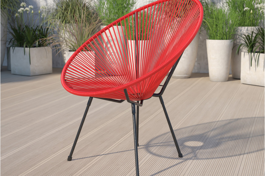 BLNK™ Valencia Oval Comfort Series Take Ten Papasan Lounge Chair - Red