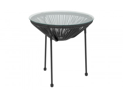 BLNK Valencia Oval Comfort Series Take Ten Rattan Table with Glass Top