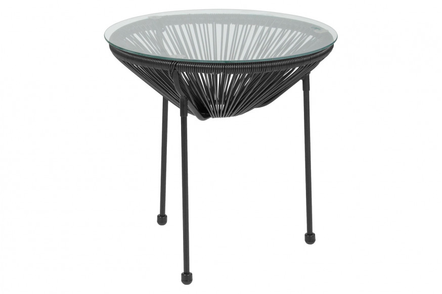 BLNK™ Valencia Oval Comfort Series Take Ten Rattan Table with Glass Top - Black