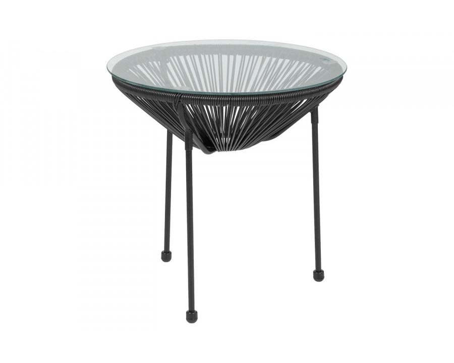 BLNK Valencia Oval Comfort Series Take Ten Rattan Table with Glass Top - Black