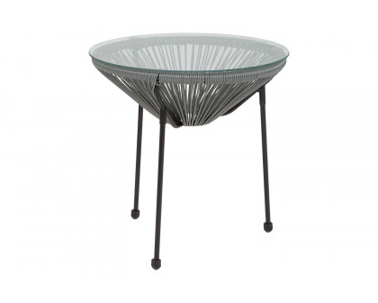 BLNK Valencia Oval Comfort Series Take Ten Rattan Table with Glass Top