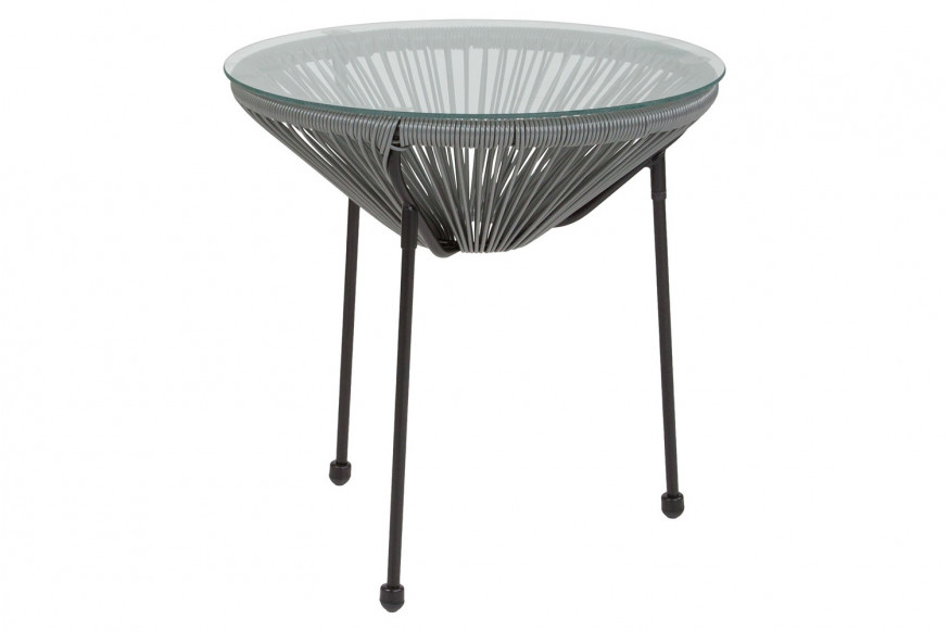 BLNK™ Valencia Oval Comfort Series Take Ten Rattan Table with Glass Top - Gray