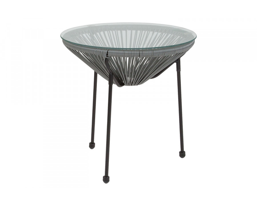 BLNK Valencia Oval Comfort Series Take Ten Rattan Table with Glass Top - Gray