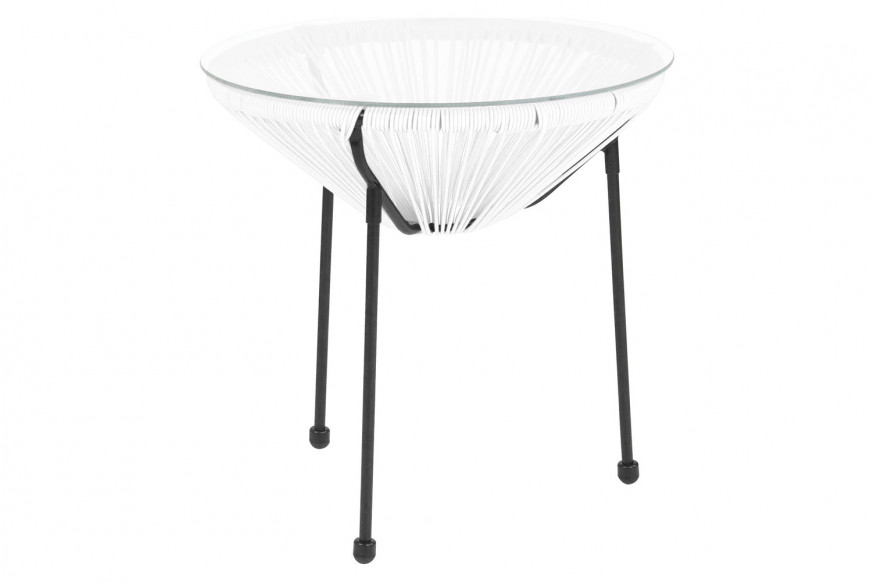 BLNK™ Valencia Oval Comfort Series Take Ten Rattan Table with Glass Top - White