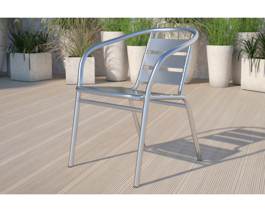 BLNK - Lila Heavy Duty Commercial Aluminum Indoor-Outdoor Restaurant Stack Chair with Triple Slat Back