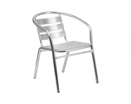 BLNK - Lila Heavy Duty Commercial Aluminum Indoor-Outdoor Restaurant Stack Chair with Triple Slat Back