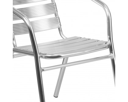 BLNK - Lila Heavy Duty Commercial Aluminum Indoor-Outdoor Restaurant Stack Chair with Triple Slat Back