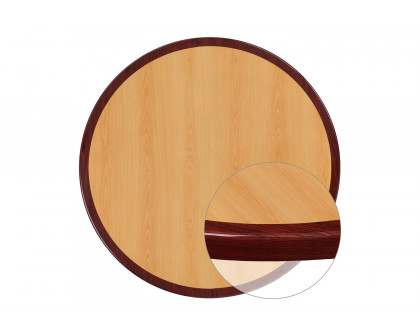 BLNK Glenbrook Round Resin 2-Tone High-Gloss Cherry-Mahogany Table Top with 2" Thick Drop-Lip - 24"D