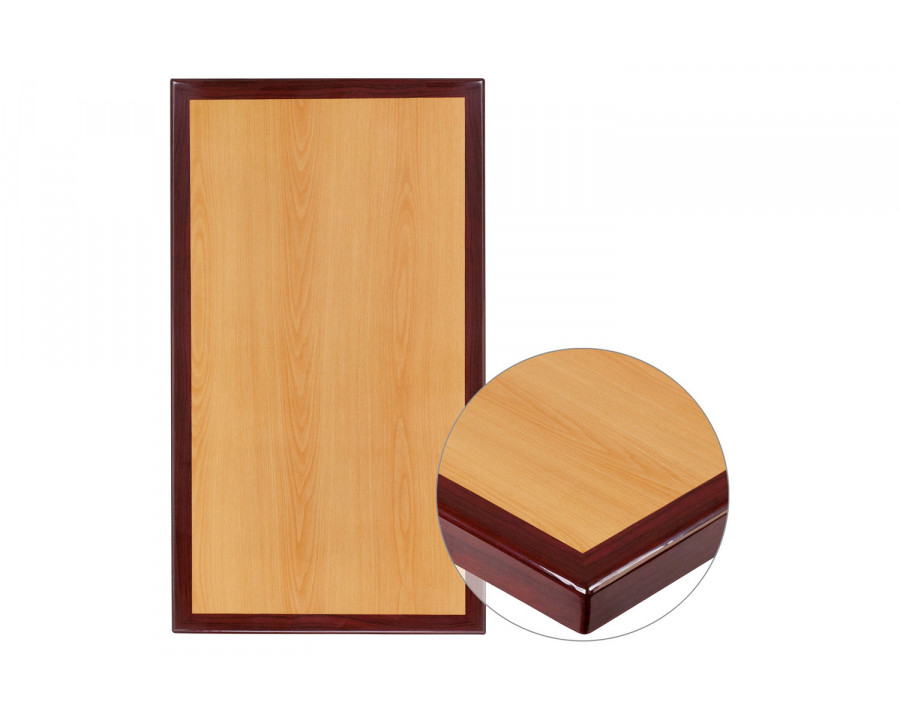 BLNK Glenbrook Rectangular Resin 2-Tone High-Gloss Cherry Table Top with 2" Thick Mahogany Edge