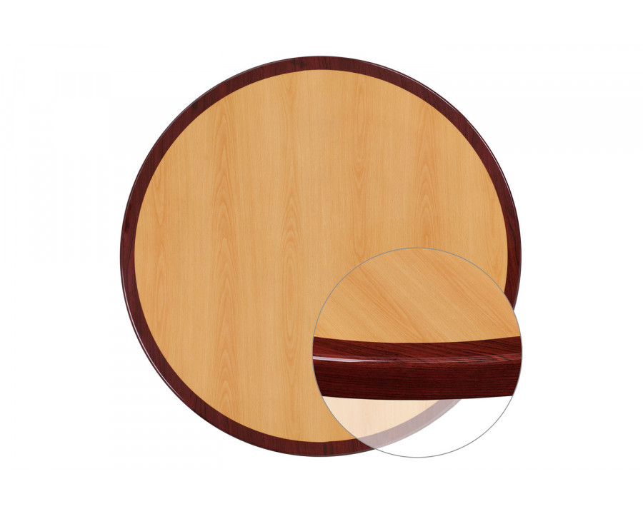 BLNK Glenbrook Round Resin 2-Tone High-Gloss Cherry-Mahogany Table Top with 2" Thick Drop-Lip - 30"D