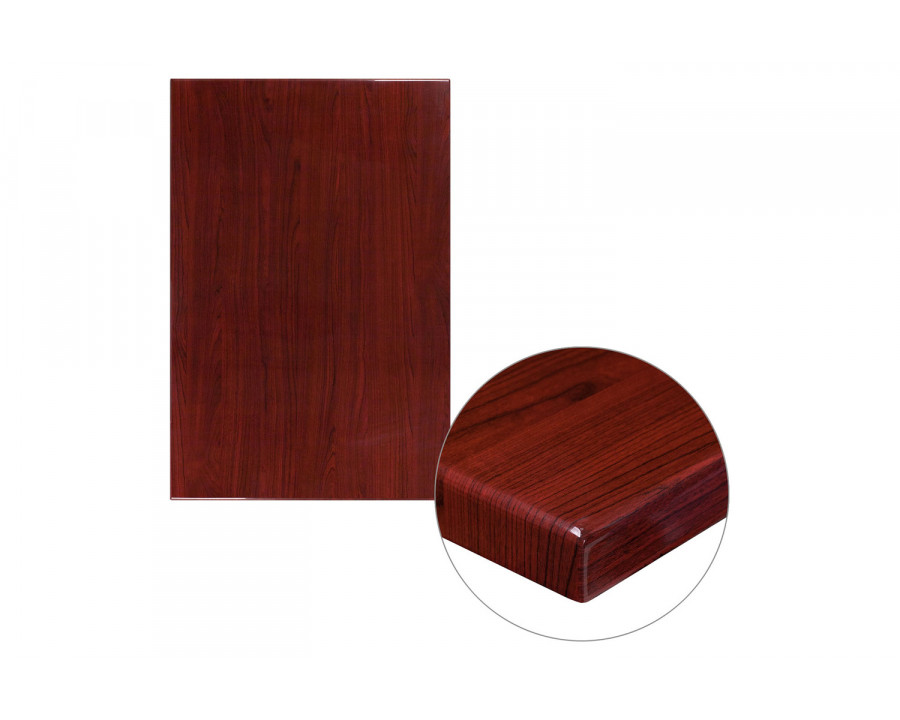 BLNK Glenbrook Rectangular Resin High-Gloss Table Top with 2" Thick Edge - Mahogany, 30"W x 45"L