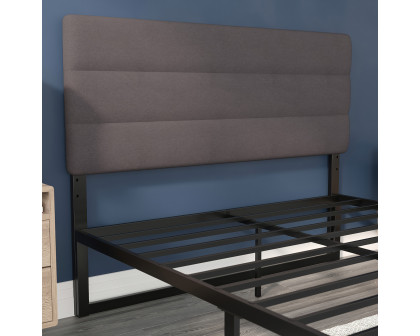 BLNK Paxton Fabric Channel Stitched Upholstered Adjustable Height Headboard - Gray, Queen Size