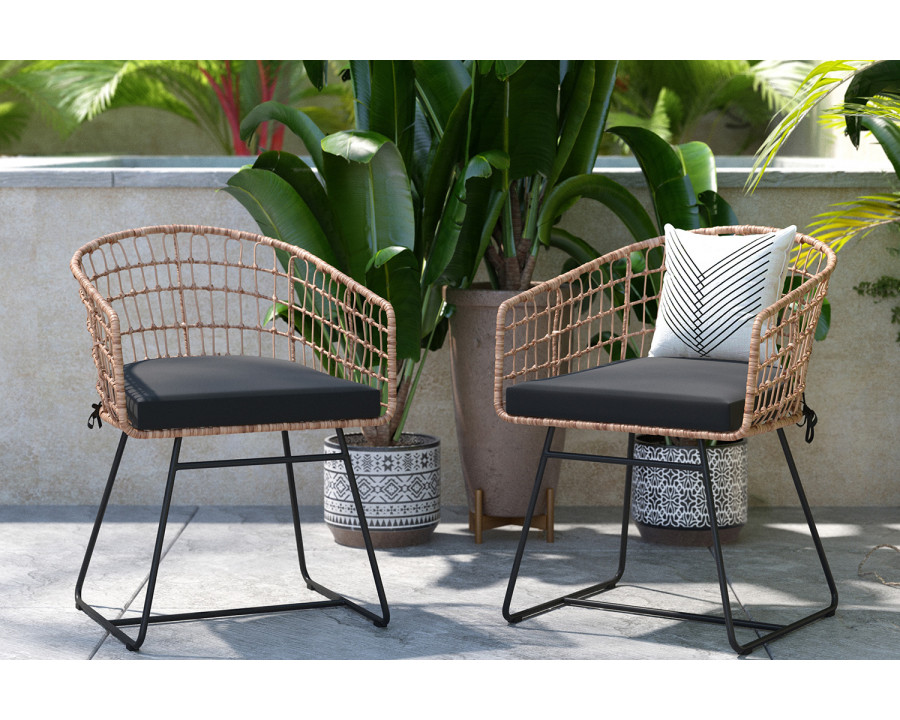 BLNK Devon Indoor-Outdoor Patio Boho Club Chairs Set of 2