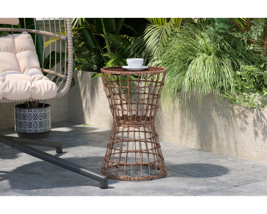 BLNK - Devon Indoor-Outdoor Natural Finish Rattan Rope Table with Acacia Wood Top